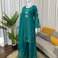 Elegant Thread Work Silk Suit Set for Festive and Family Occasions