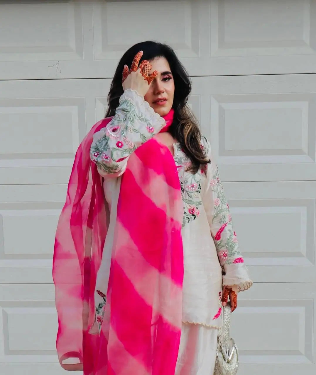 Elegant Vichitra Silk Palazzo Suit with Real Mirror Embroidery & Organza Silk Dupatta | Fully Stitched