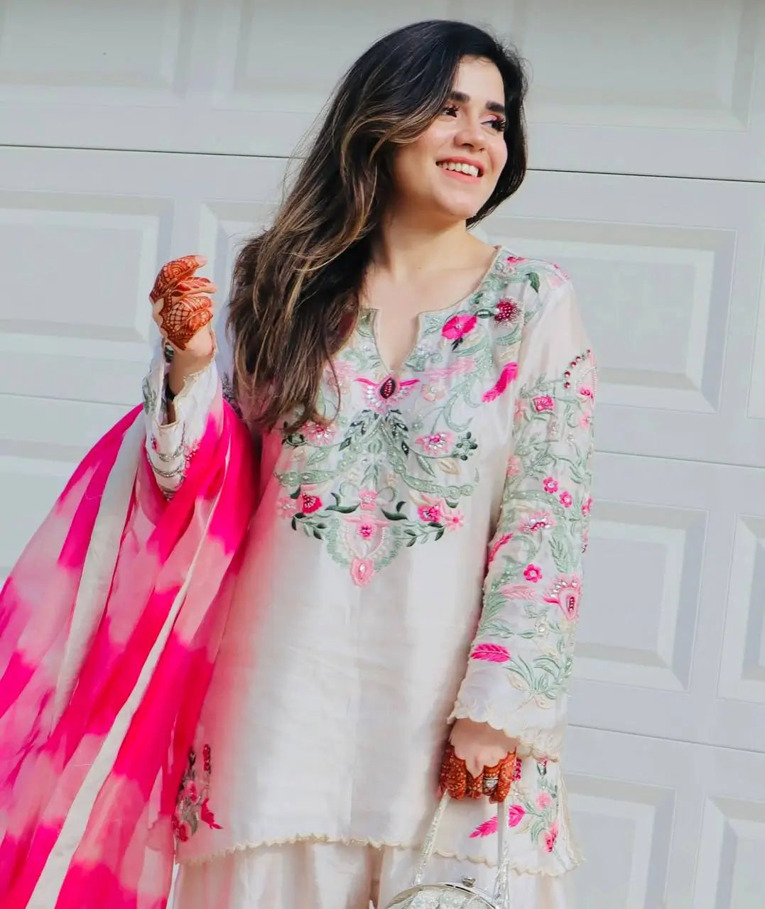 Elegant Vichitra Silk Palazzo Suit with Real Mirror Embroidery & Organza Silk Dupatta | Fully Stitched