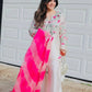 Elegant Vichitra Silk Palazzo Suit with Real Mirror Embroidery & Organza Silk Dupatta | Fully Stitched