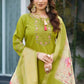 Elegant Viscose Silk Embroidered Kurti Set with Pant & Maslin Silk Dupatta – Stitched 3 Piece Set
