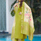 Elegant Viscose Silk Embroidered Kurti Set with Pant & Maslin Silk Dupatta – Stitched 3 Piece Set