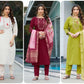 Elegant Viscose Silk Embroidered Kurti Set with Pant & Maslin Silk Dupatta – Stitched 3 Piece Set
