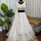 Elegant White Embroidered Lehenga Set with Dupatta for Wedding and Festive Wear