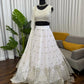 Elegant White Embroidered Lehenga Set with Dupatta for Wedding and Festive Wear
