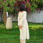 Elegant White Khadi Cotton Embroidered Suit Set with Pant & Dupatta – Ready to Wear