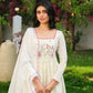 Elegant White Khadi Cotton Embroidered Suit Set with Pant & Dupatta – Ready to Wear