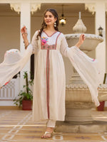 Elegant White Pure Viscose Silk Sequin Embroidered Kurta Set with Heavy Nazmin Dupatta | Party Wear