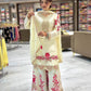 Elegant White & Red Vichitra Silk Sharara Suit with Dupatta | Codding Sequin Embroidery Work