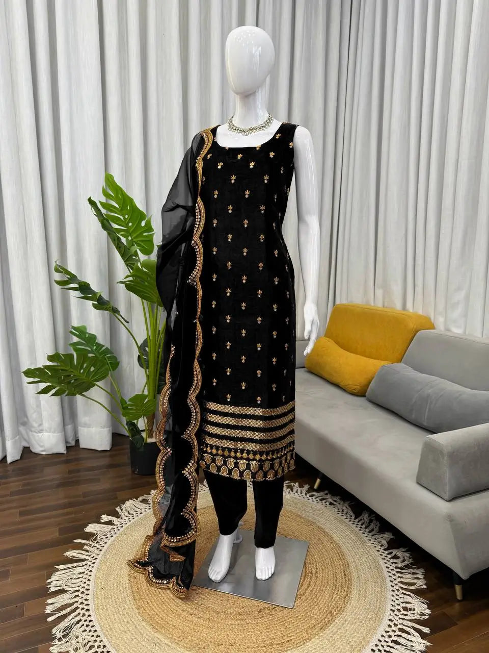Elegant Zari Embroidered Straight Suit Set for Festive and Party Wear