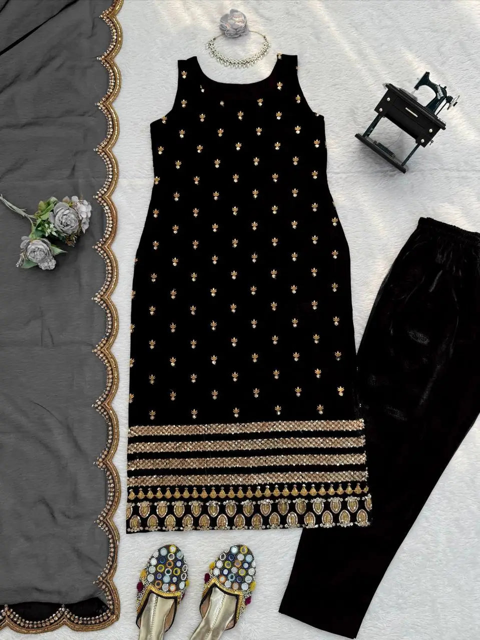 Elegant Zari Embroidered Straight Suit Set for Festive and Party Wear