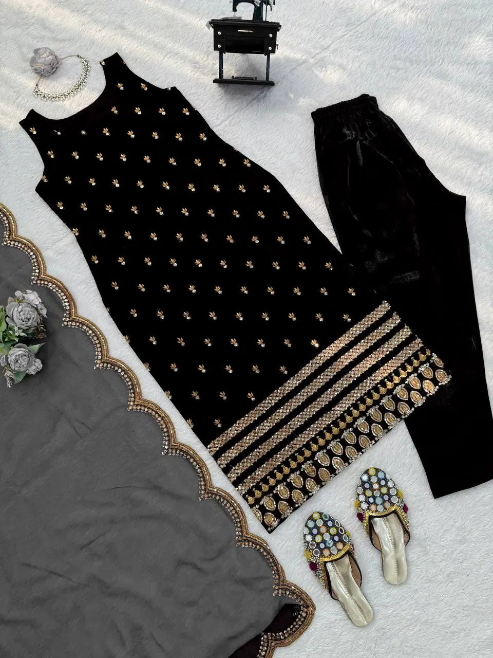 Elegant Zari Embroidered Straight Suit Set for Festive and Party Wear
