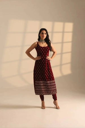 Elegant Zari Embroidered Straight Suit Set for Festive and Party Wear