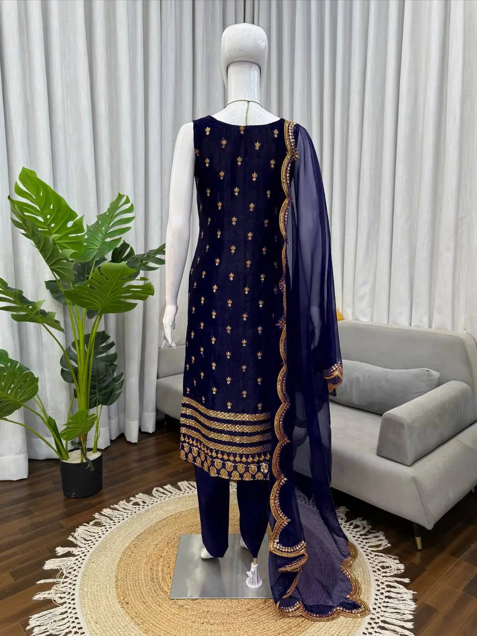 Elegant Zari Embroidered Straight Suit Set for Festive and Party Wear