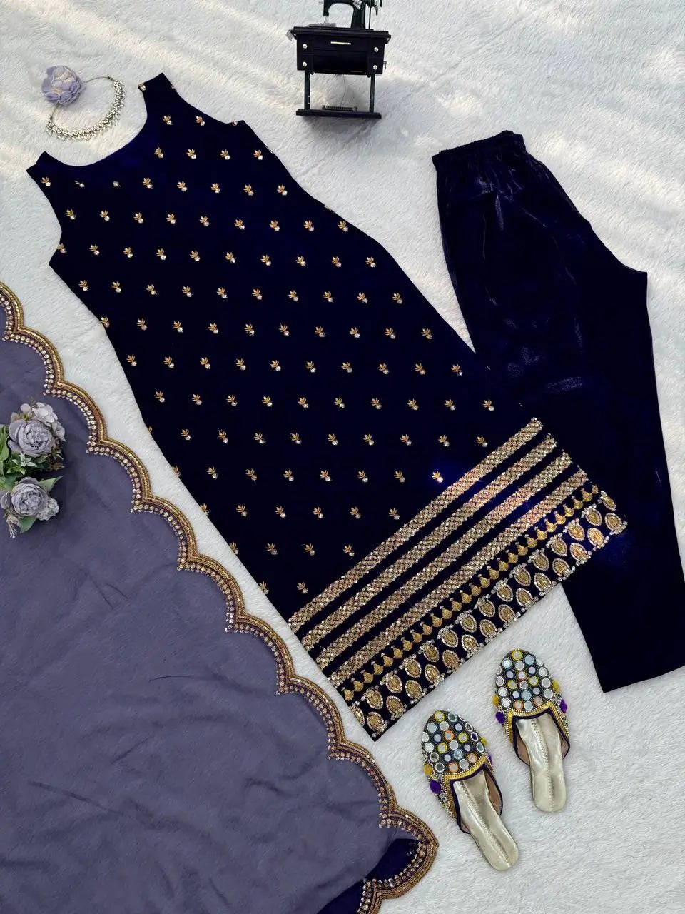 Elegant Zari Embroidered Straight Suit Set for Festive and Party Wear