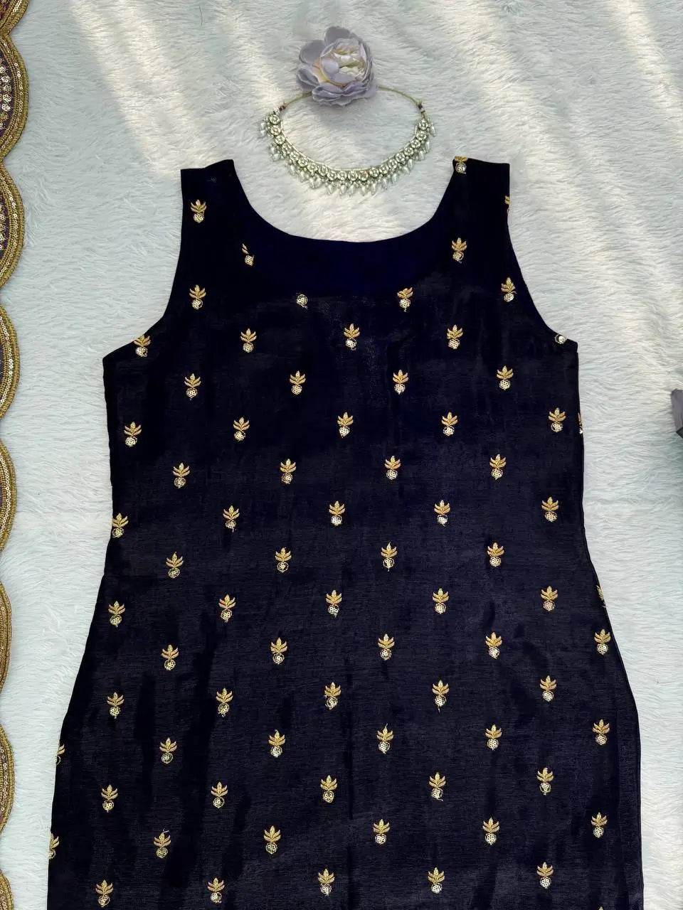 Elegant Zari Embroidered Straight Suit Set for Festive and Party Wear