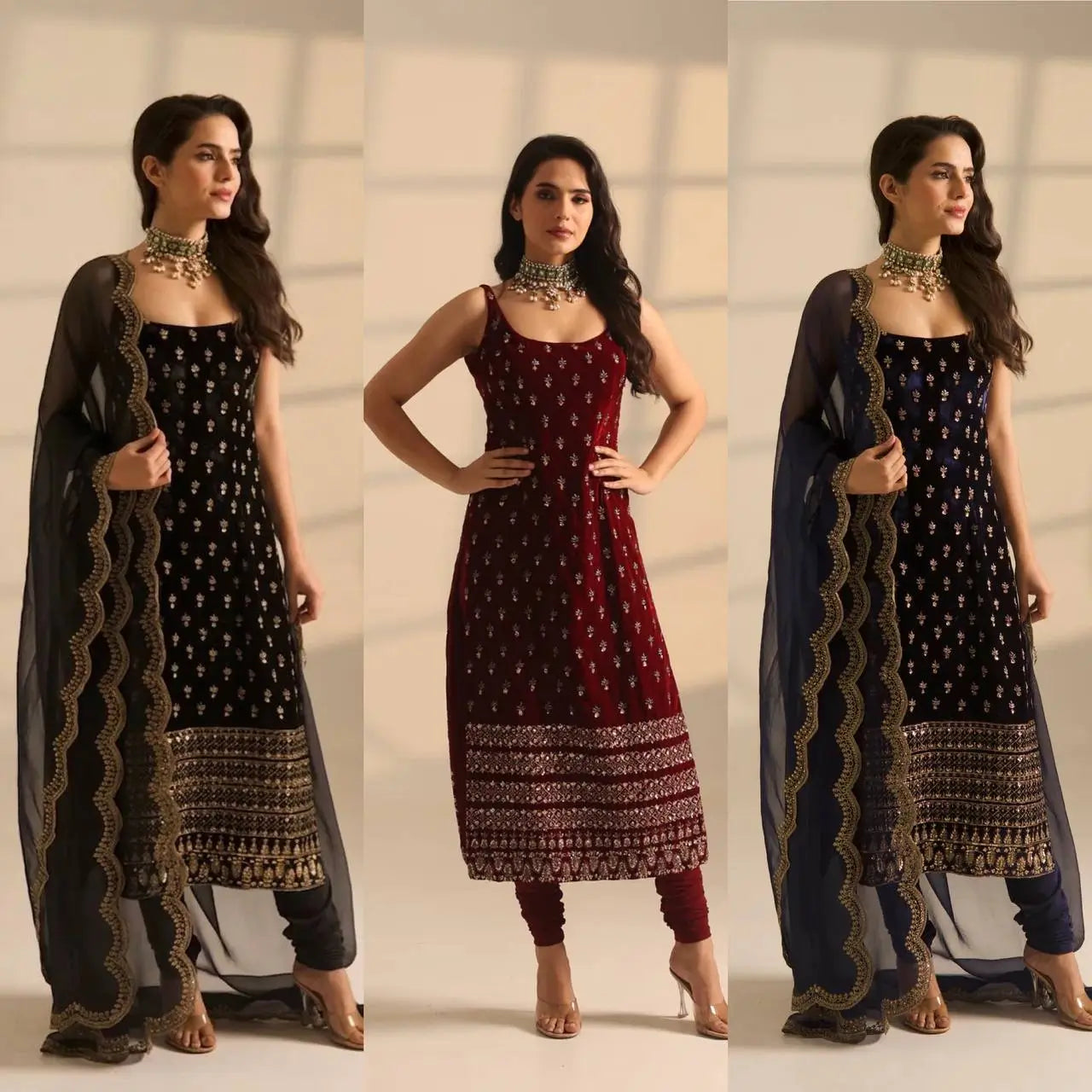 Elegant Zari Embroidered Straight Suit Set for Festive and Party Wear