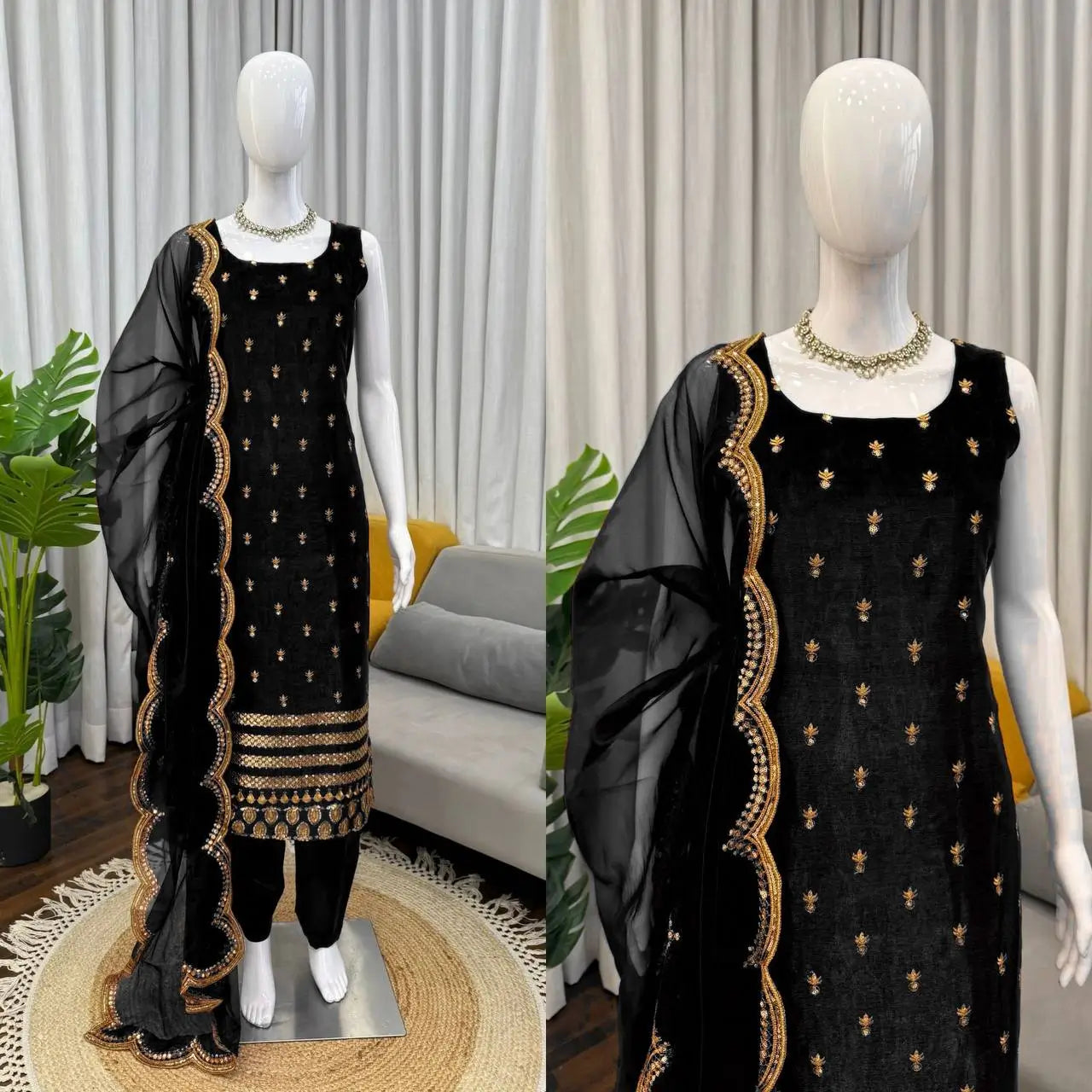 Elegant Zari Embroidered Straight Suit Set for Festive and Party Wear
