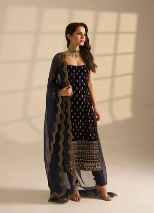 Elegant Zari Embroidered Straight Suit Set for Festive and Party Wear