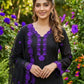 Elegant black Embroidered Crepe Silk Suit Set for Festive and Party Wear