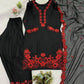 Elegant black Embroidered Crepe Silk Suit Set for Festive and Party Wear