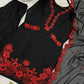 Elegant black Embroidered Crepe Silk Suit Set for Festive and Party Wear