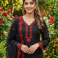 Elegant black Embroidered Crepe Silk Suit Set for Festive and Party Wear
