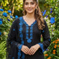 Elegant black Embroidered Crepe Silk Suit Set for Festive and Party Wear