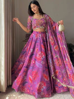 Embellished Floral Georgette Lehenga Set