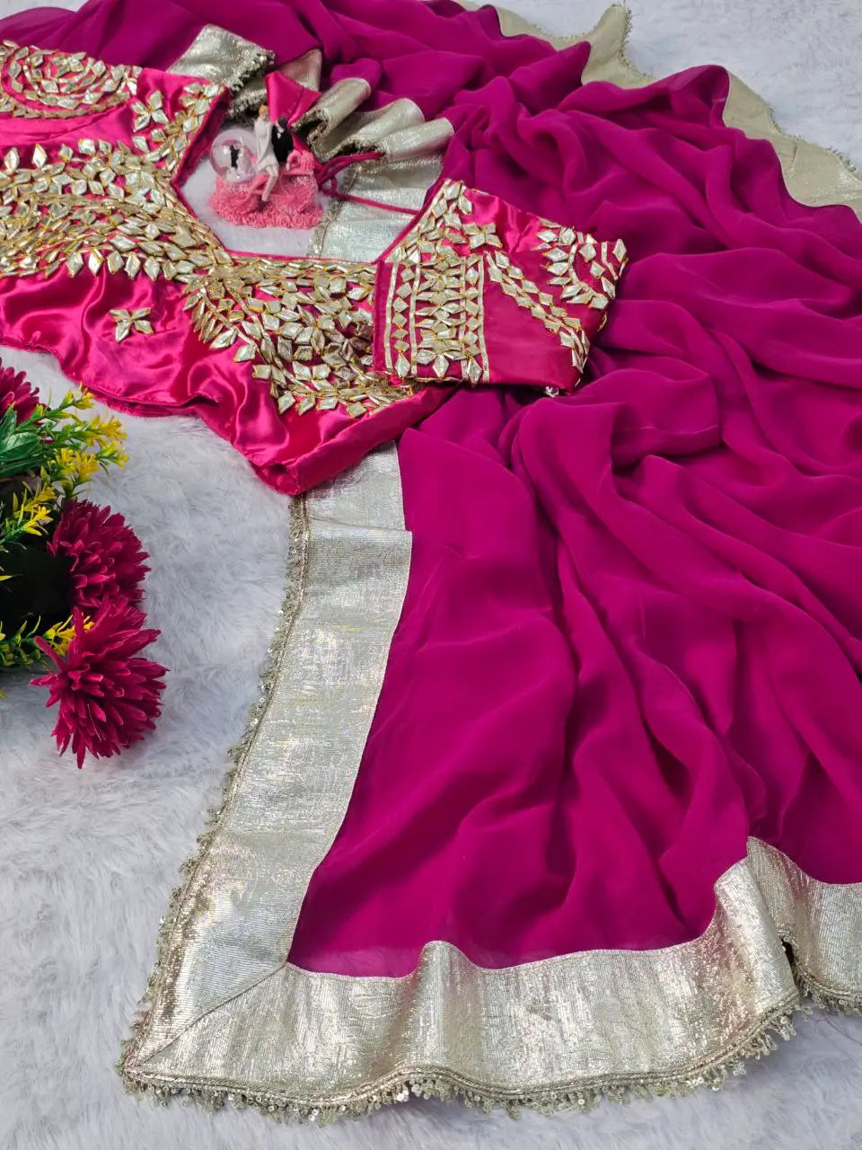 Embellished Georgette Saree Set