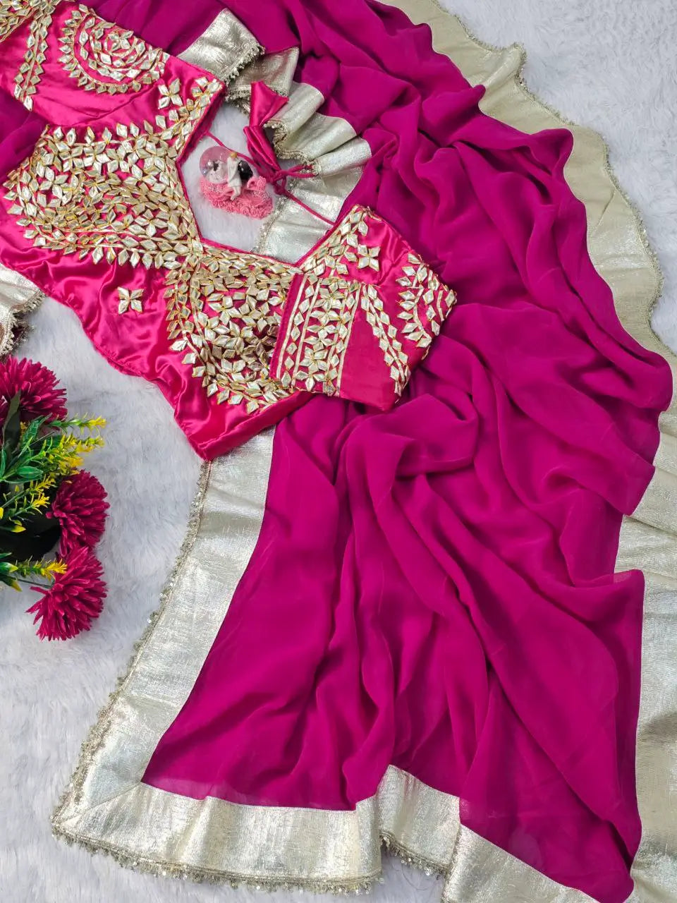 Embellished Georgette Saree Set