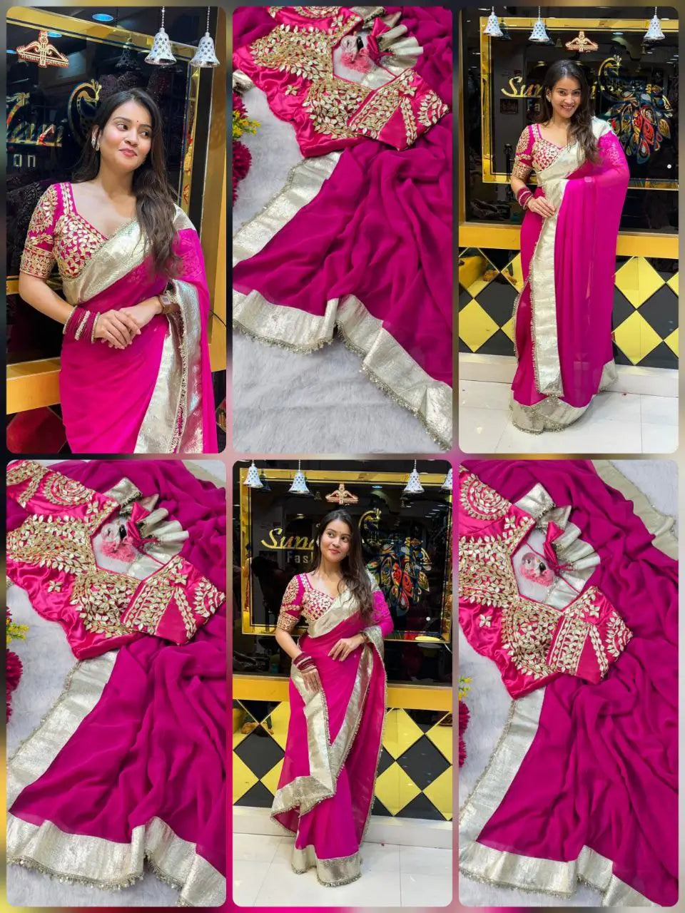 Embellished Georgette Saree Set