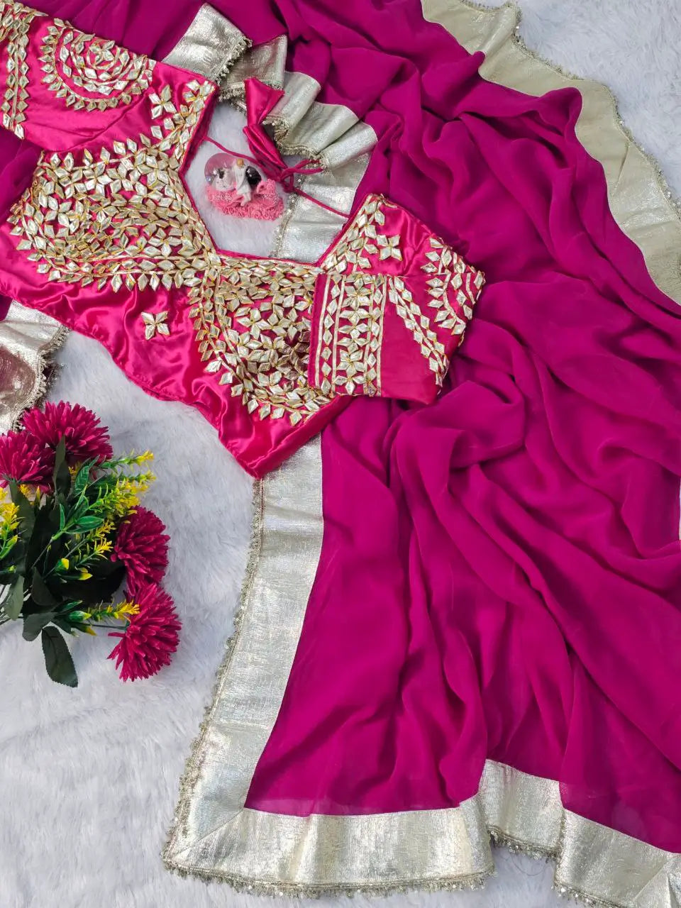 Embellished Georgette Saree Set