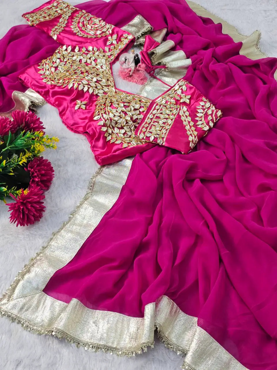 Embellished Georgette Saree Set