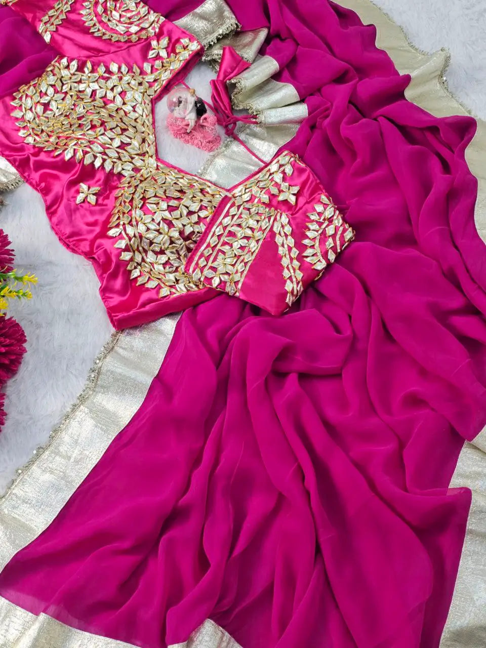 Embellished Georgette Saree Set