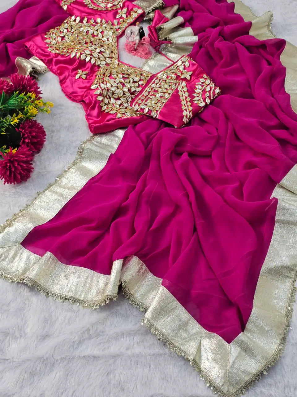 Embellished Georgette Saree Set