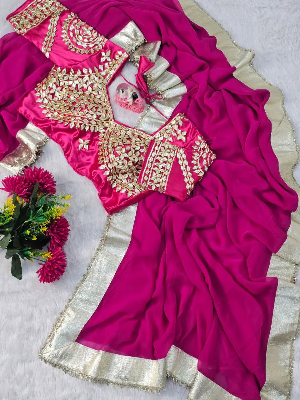 Embellished Georgette Saree Set