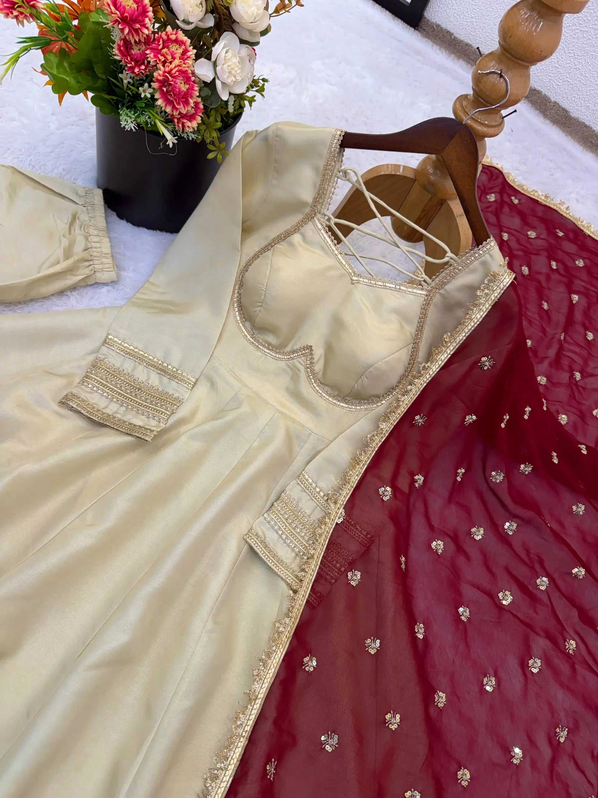 Embroidered Anarkali Gown Set