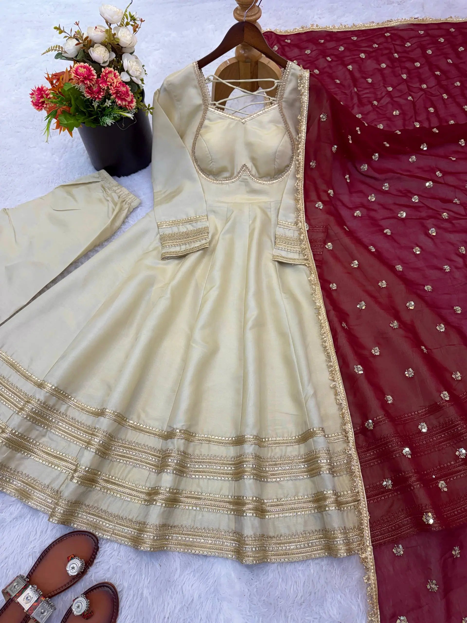 Embroidered Anarkali Gown Set