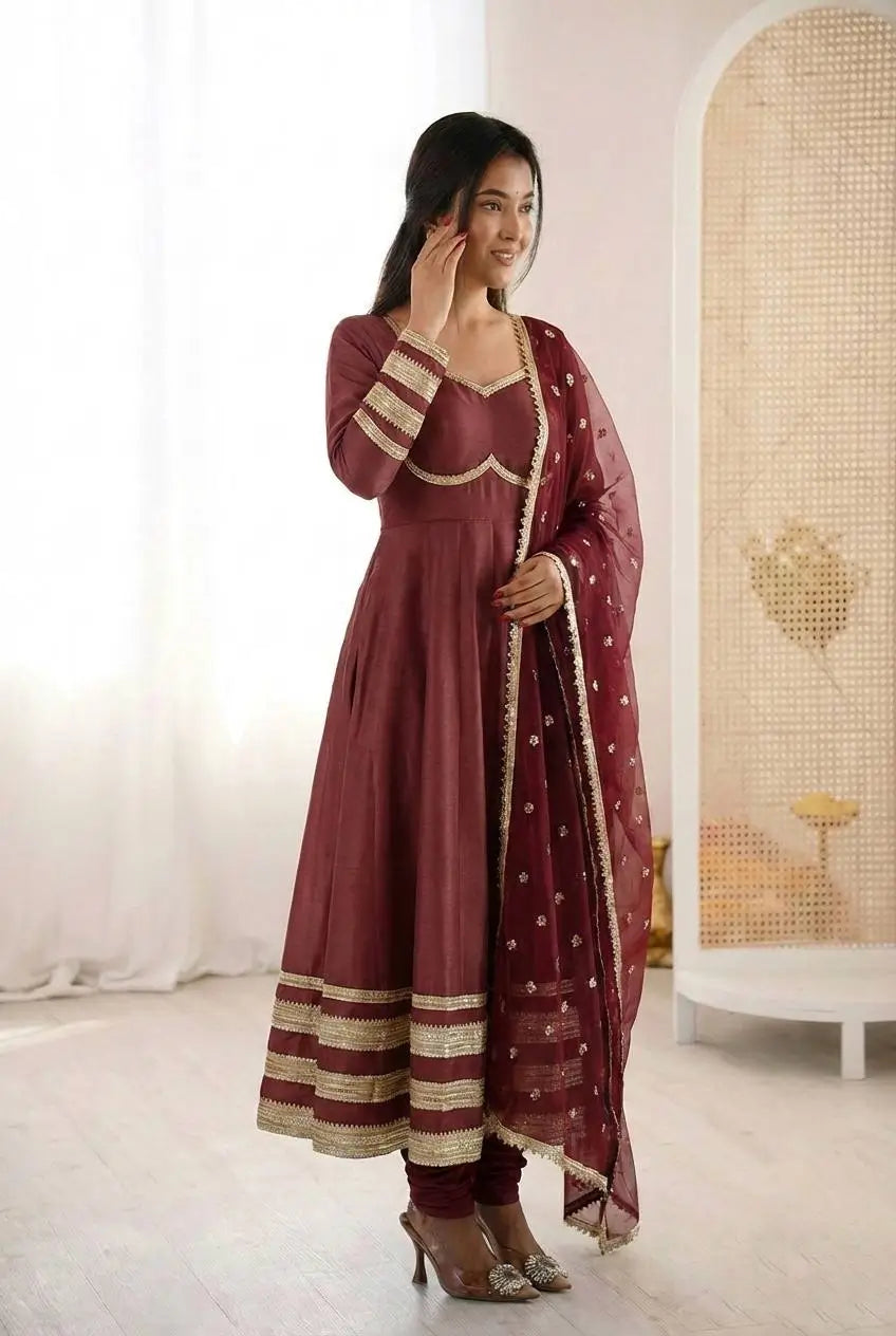 Embroidered Anarkali Gown Set