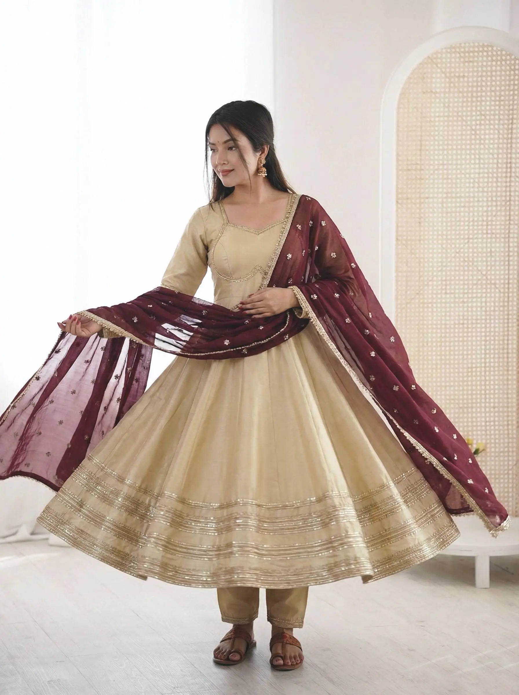 Embroidered Anarkali Gown Set