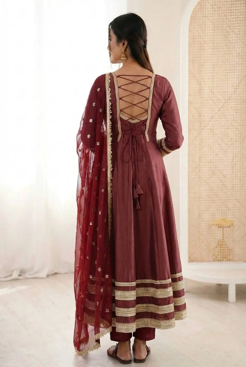 Embroidered Anarkali Gown Set