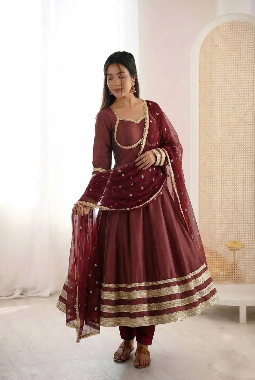 Embroidered Anarkali Gown Set
