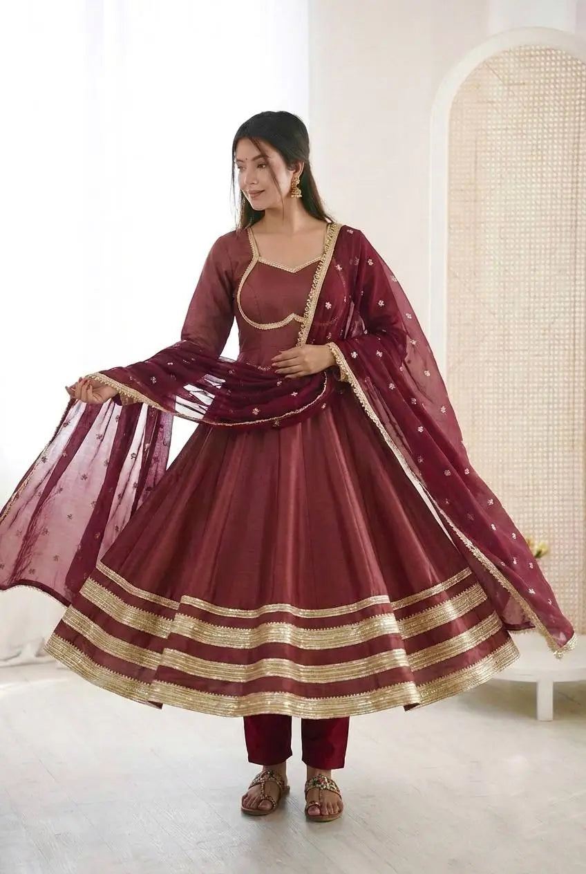 Embroidered Anarkali Gown Set
