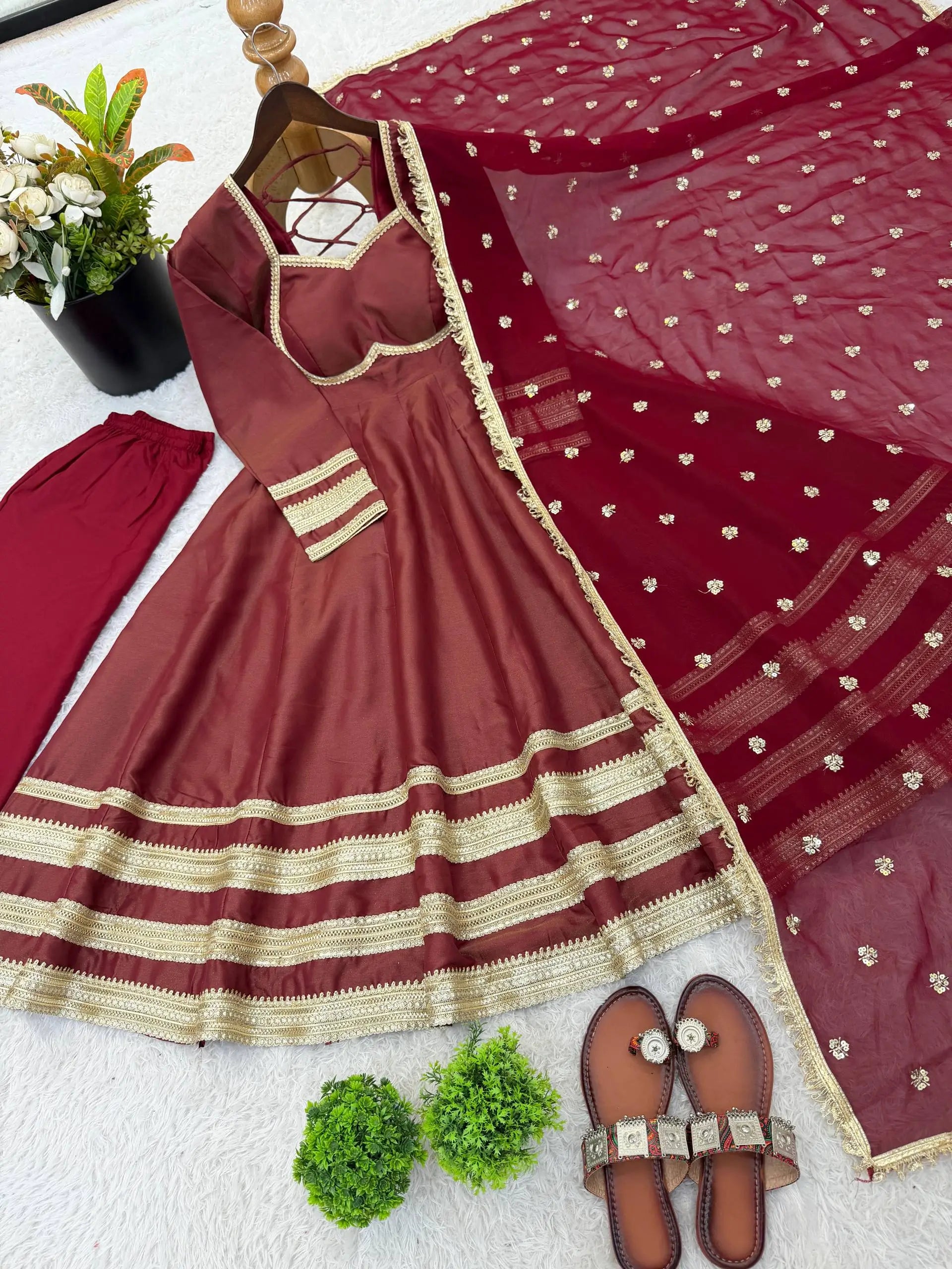 Embroidered Anarkali Gown Set