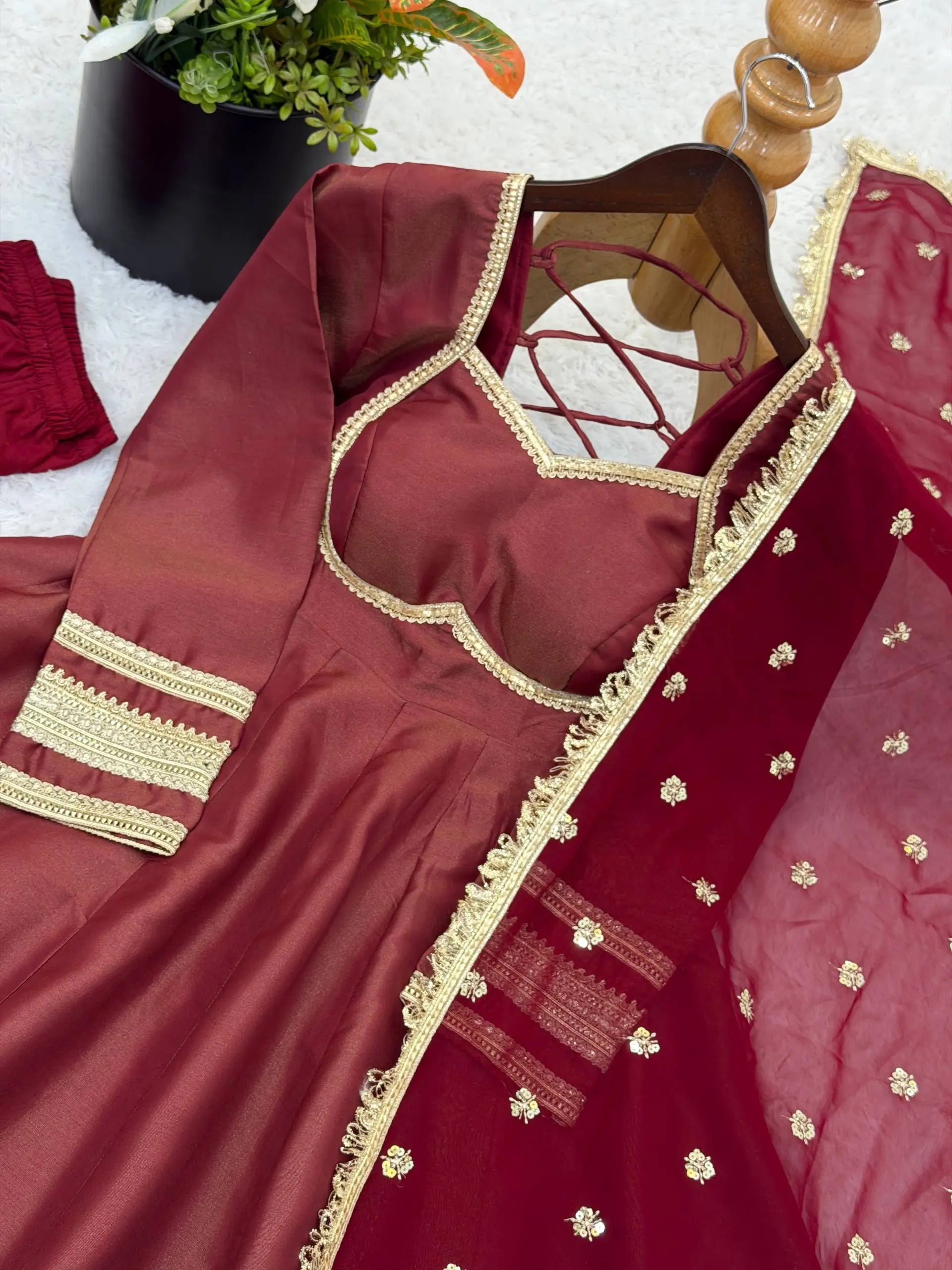 Embroidered Anarkali Gown Set