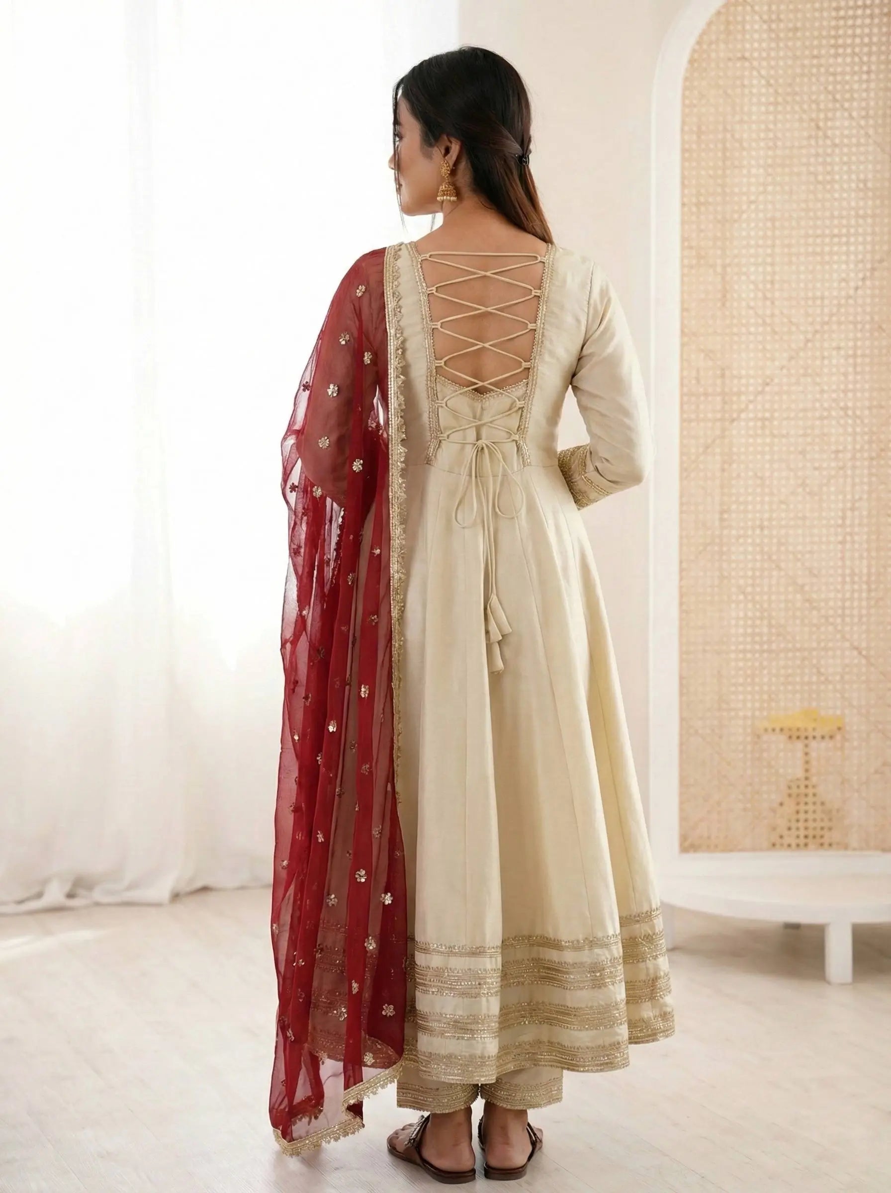 Embroidered Anarkali Gown Set