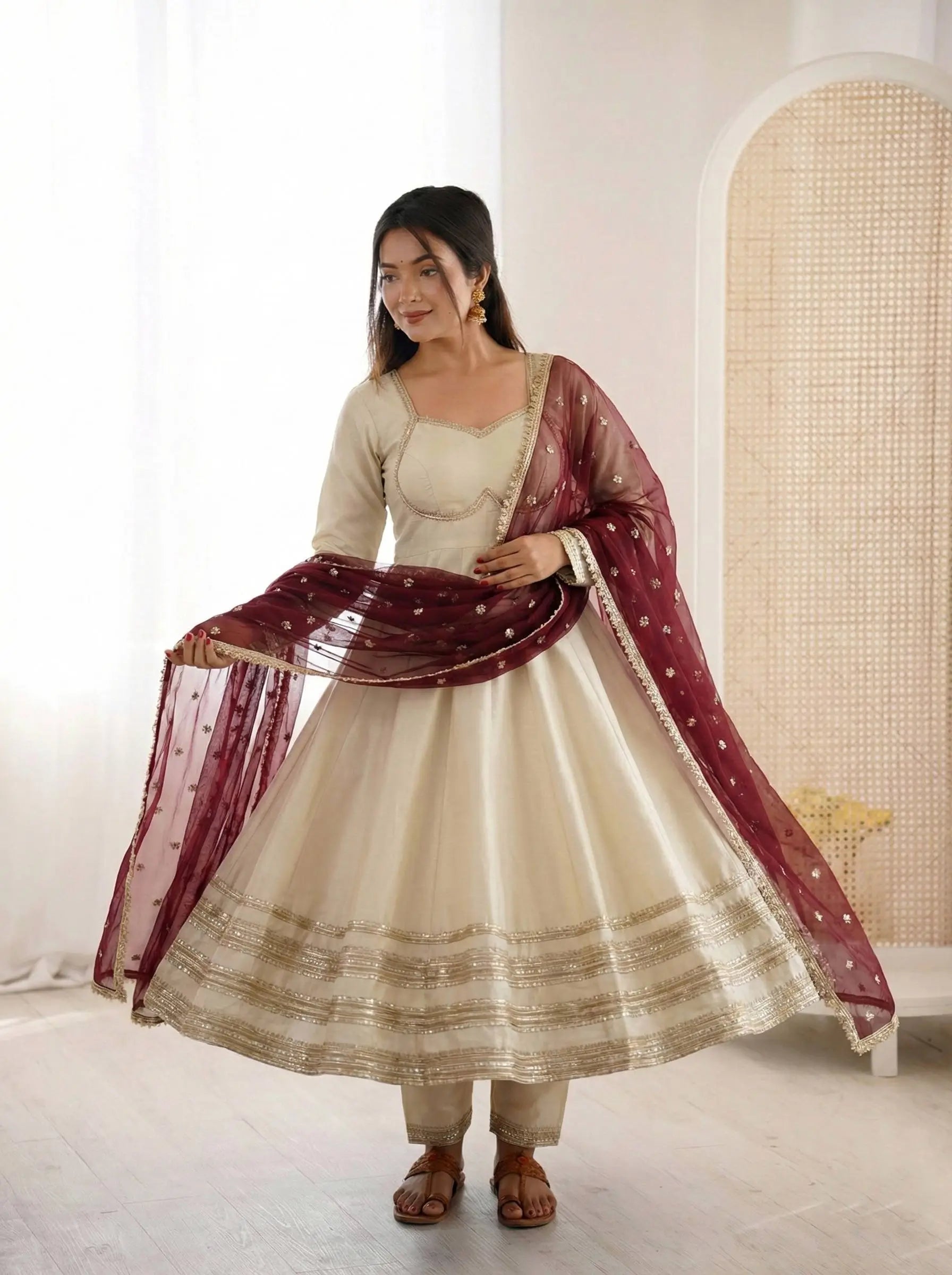 Embroidered Anarkali Gown Set