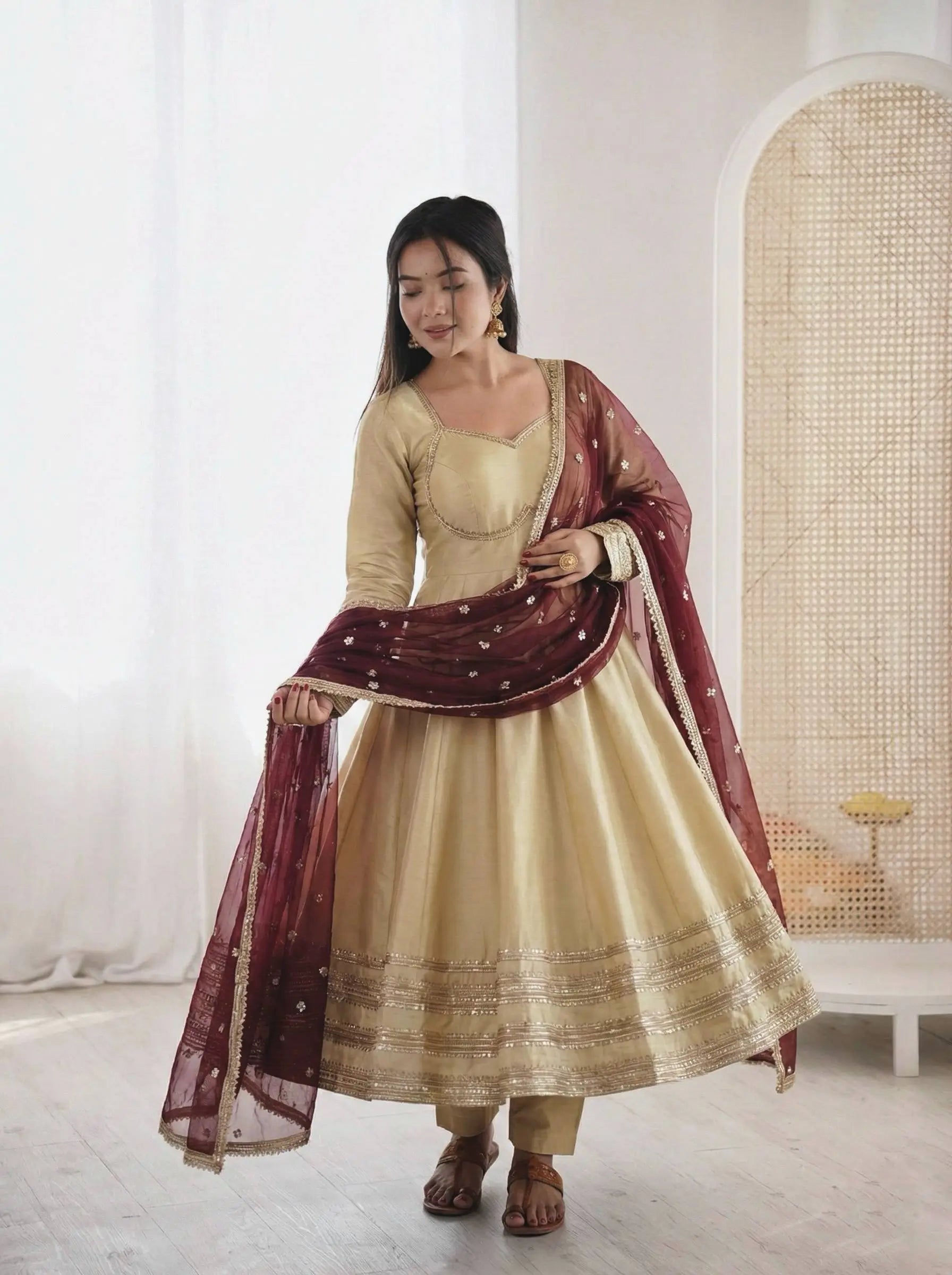 Embroidered Anarkali Gown Set