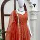 Embroidered Anarkali Gown Set for Festive and Wedding Occasions